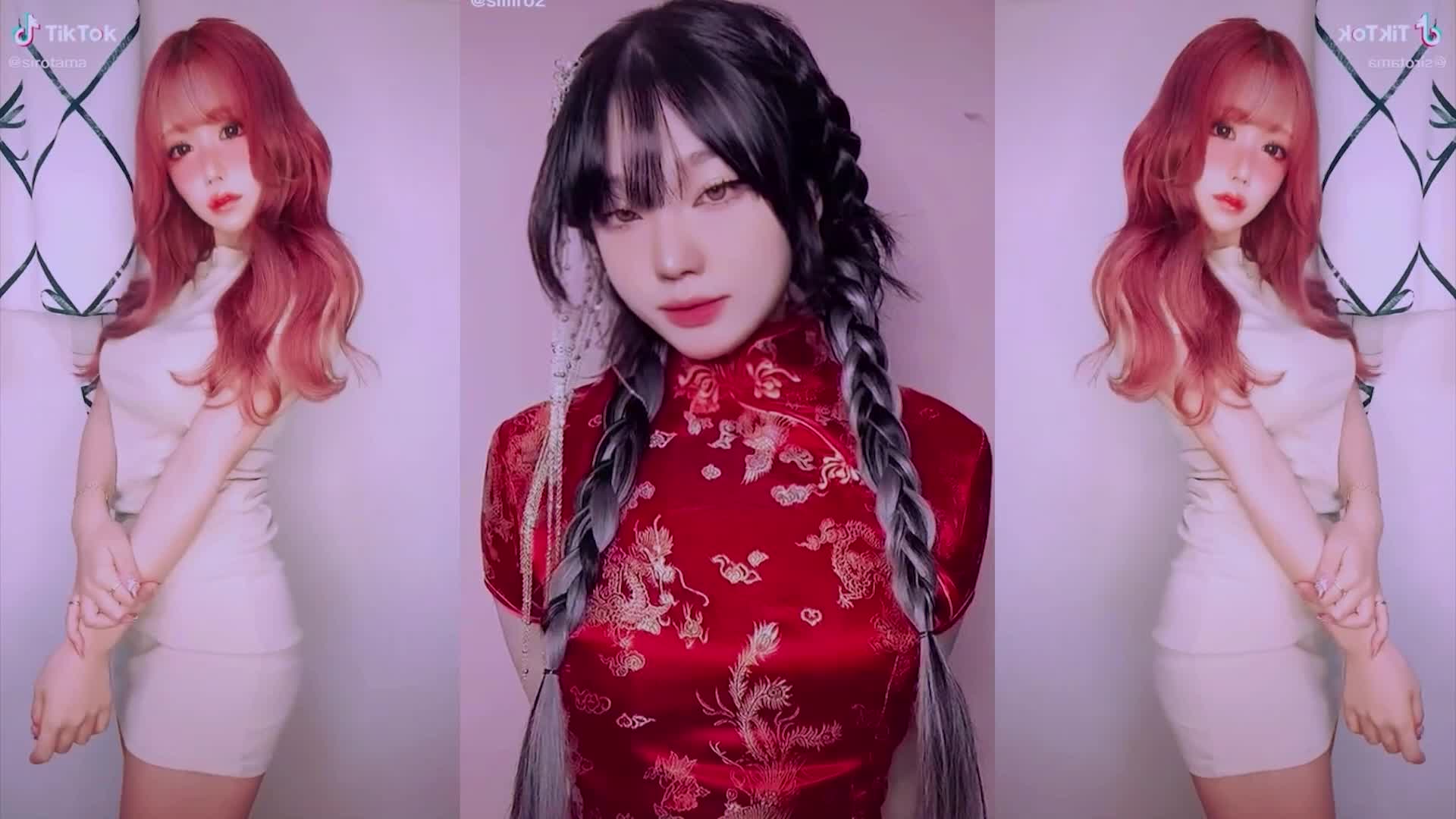 한국의 지터 버그 걸레 댄스 컬렉션을 보는 내부, 모든 종류의 한국 유색 여성 아 헤이 얀의 자위 흔들림